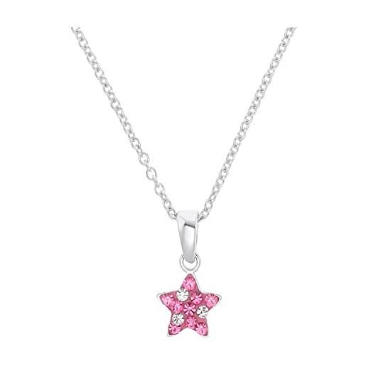 Prinzessin Lillifee collana con ciondolo in argento 925 collana per bambine in argento 925, con preciosa, 35+3 cm, argento, stella, in confezione regalo, 2036421