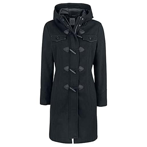 Brandit long dufflecoat donna cappotto di lana nero m 50% lana, 50% poliestere