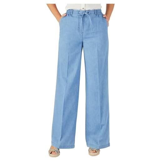 Damart - pantaloni large tessuto chambray donna, blu denim medio, 40