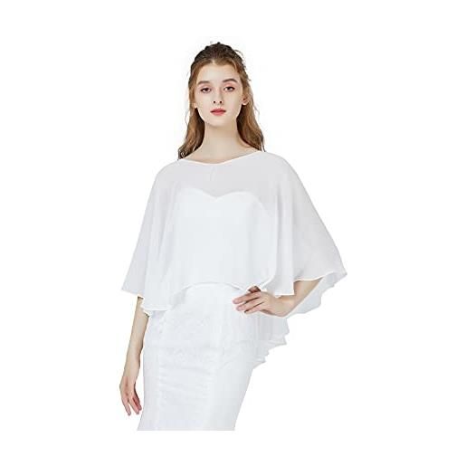BEAUTELICATE chiffon scialle sciarpe donna scollo a v poncho stola estivo elegante per sposa cerimonia nozze festival (scollo a v - avorio, taglia unica
