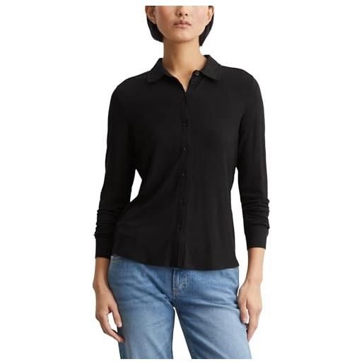 Marc O'Polo marc oߴpolo donna camicia in jersey parzialmente elasticizzata colletto a punta, nero (black), m