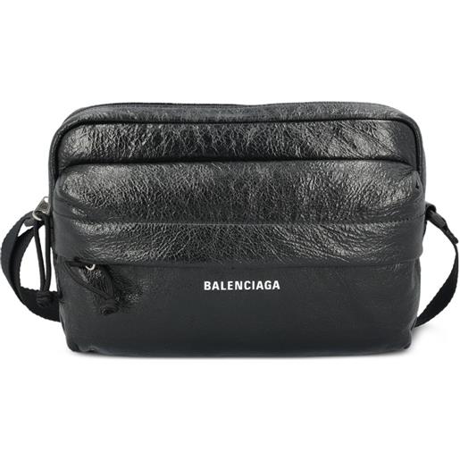 Balenciaga borsa a spalla con stampa logo - nero