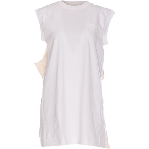sacai abito corto in jersey - bianco
