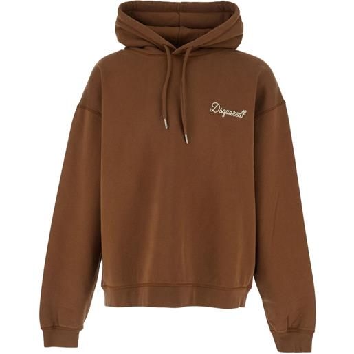 DSQUARED2 felpa con cappuccio e logo - marrone