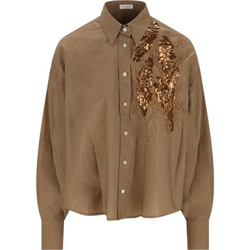 Brunello Cucinelli camicia con paillettes - toni neutri