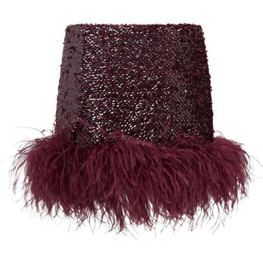 16Arlington minigonna giaci con finitura in piume - rosso