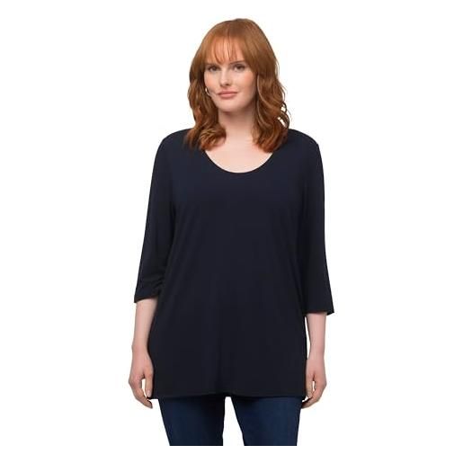 Ulla Popken maglia con ampio scollo a girocollo e maniche a 3/4 viola 42+ 820859830-42+