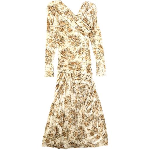 GANNI abito a maniche lunghe a fiori - toni neutri