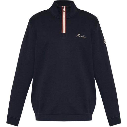 Moncler felpa con mezza zip - blu