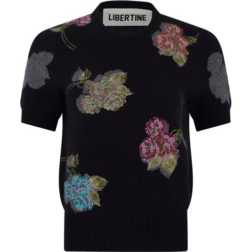 Libertine top primrose shadows a maniche corte - nero
