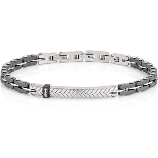 AMEN bracciale in acciaio con zirconi