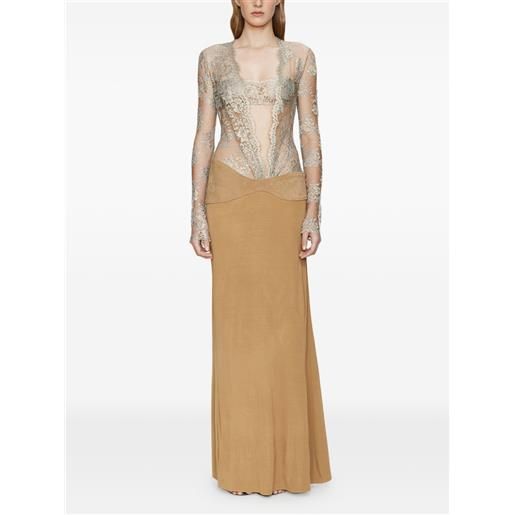 Christopher Esber abito da sera sèpienne con cintura - toni neutri