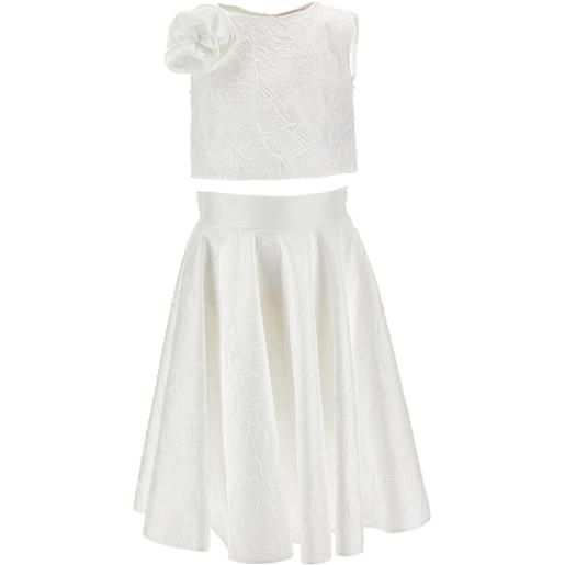 Monnalisa set gonna con applicazione - bianco