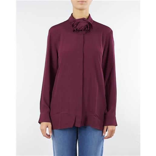 MARELLA camicia bordeaux in crepe misto seta