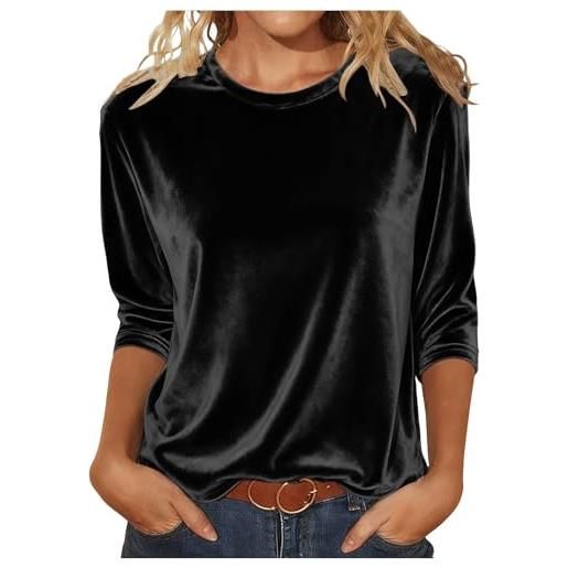Top In Rete Trasparente Allegra K Con Stampa Floreale In Velluto - Maniche Lunghe, Collo A Lupetto - Donna - 3