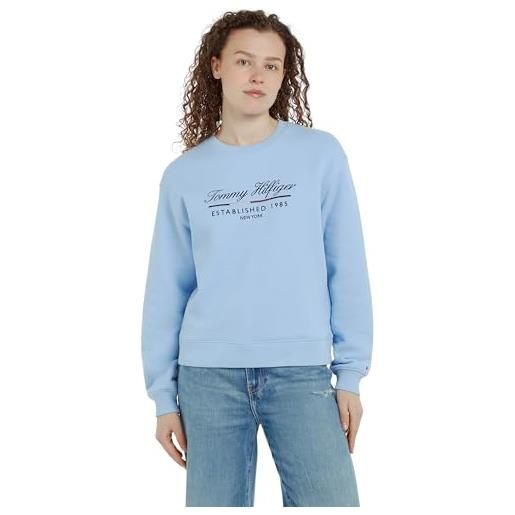 Tommy Hilfiger donna felpa con scollo rotondo, blu (desert sky), l