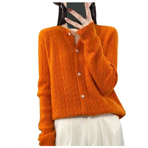 Generic donne cardigan maglione o-collo manica lunga cashmere maglieria primavera autunno vestiti femminili, arancione, l
