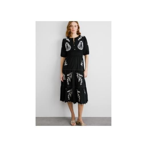 Pepe Jeans per donna. Pl953743 abito midi in popeline di cotone nero destiny [3229587], casual, manica corta