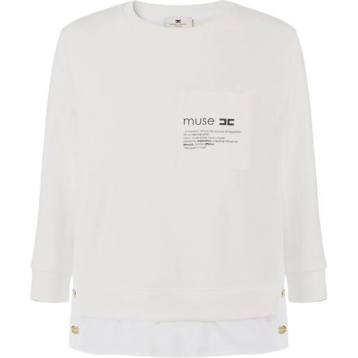 Elisabetta Franchi felpa donna con inserto in popeline avorio 42