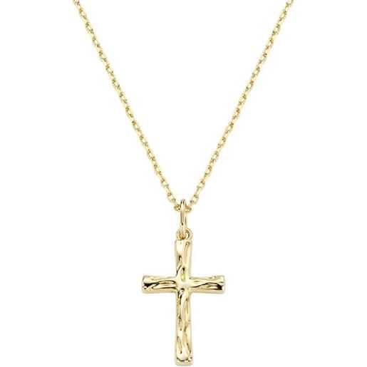 AMEN Gioielli Collana Con Croce In Argento 925 Rodiato – Zirconi Bianchi, Catena Regolabile 40-45 Cm, Regalo Religioso