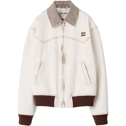 Miu Miu giacca oversize con zip - bianco