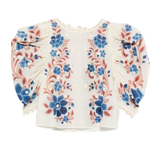 FARM Rio blusa con ricamo a fiori - toni neutri