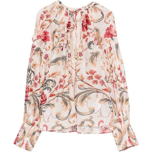 FARM Rio blusa a fiori - toni neutri