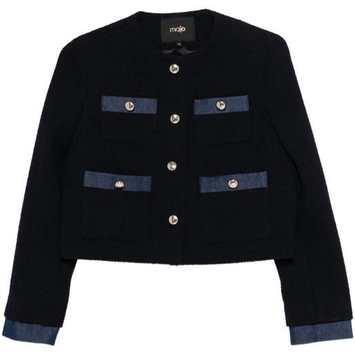 Maje giacca in tweed con bottoni - blu
