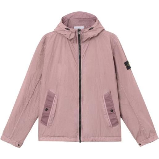 Stone Island impermeabile con cappuccio e logo - rosa