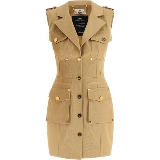 Elisabetta Franchi abito corto monopetto - toni neutri