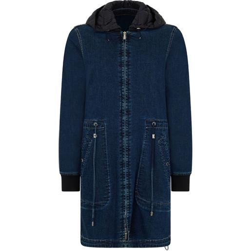 Moorer cappotto denim con cappuccio - blu