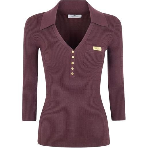 Elisabetta Franchi canotta con placca logo - viola