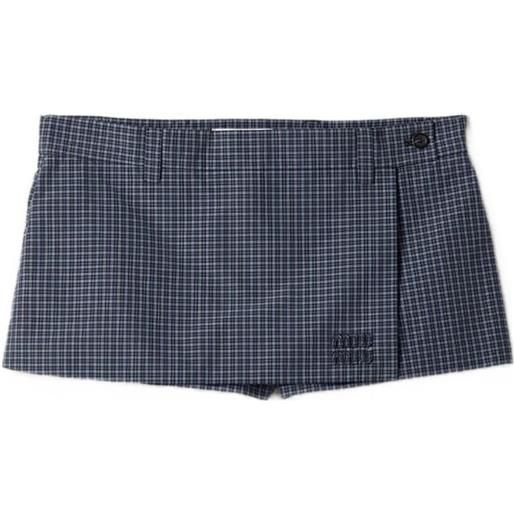 Miu Miu minigonna shorts a quadri - grigio