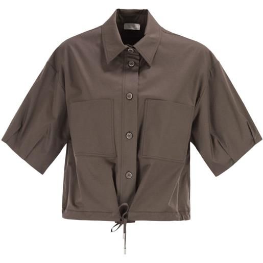 Peserico camicia crop a maniche corte - marrone