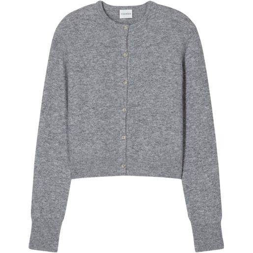 Closed cardigan girocollo - grigio