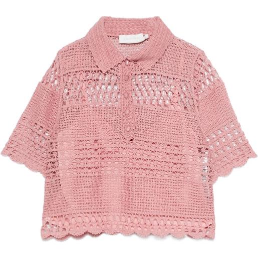 ZIMMERMANN polo wamderlust sun all'uncinetto - rosa