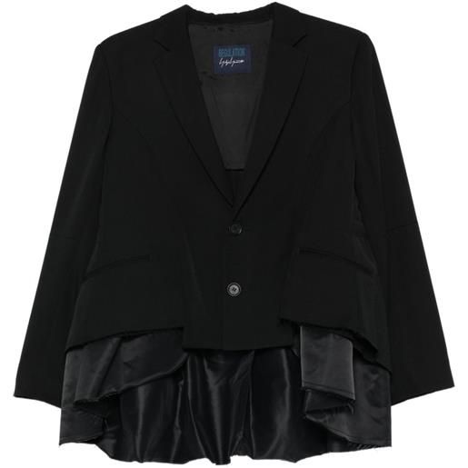 Yohji Yamamoto blazer con bordi sfrangiati - nero