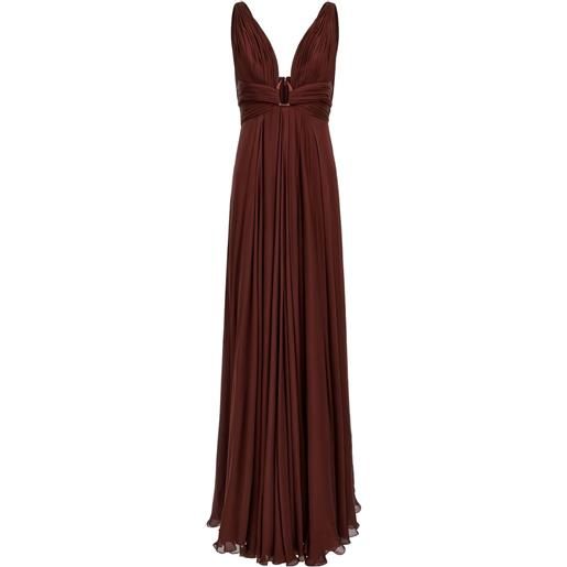 Roberto Cavalli abito lungo con scollo a v - marrone