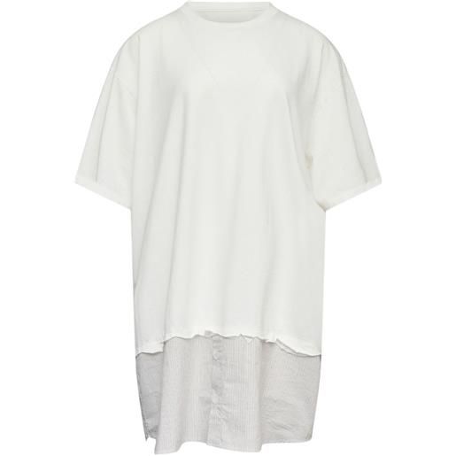 MM6 Maison Margiela abito modello t-shirt con inserto a righe - bianco