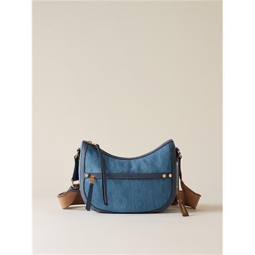 FuninCrea Borsa a tracolla da donna in denim, grande, con cerniera