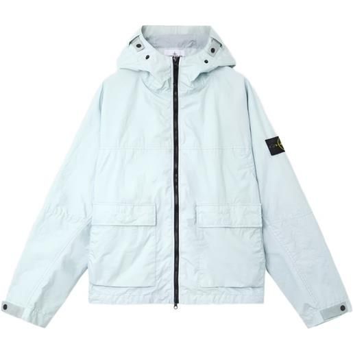 Stone Island piumino con cappuccio e logo - blu