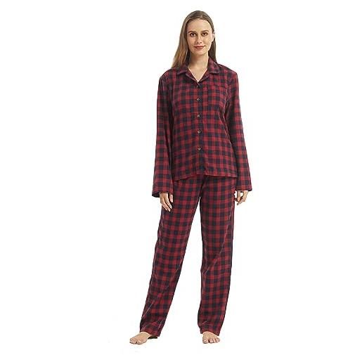 Pigiama Donna Lungo Invernale Tejoyce In Cotone - Due Pezzi Con Stampa Lettere E Pantaloni A Quadri - 3