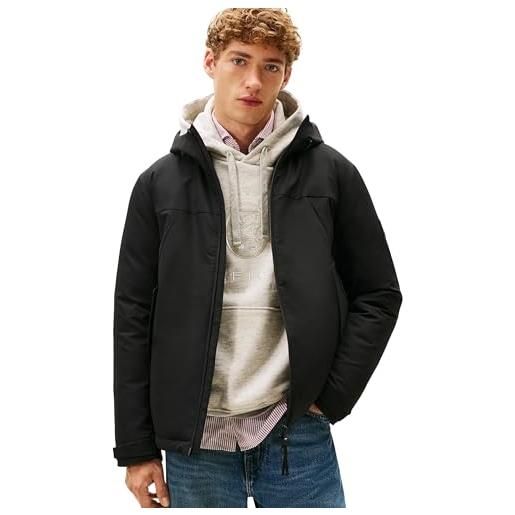 Tommy Hilfiger uomo giacca a vento tech hooded short impermeabile, nero (black), s