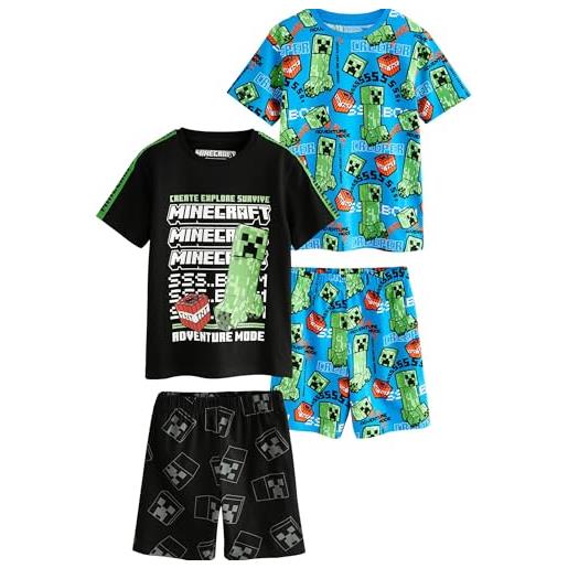 NEXT ragazzo minecraft - confezione da 2 pigiami corti ufficiali green/black 5 anni