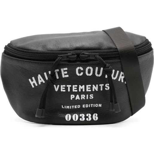 VETEMENTS marsupio con stampa in pelle - nero