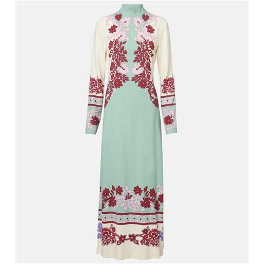 La DoubleJ abito lungo halle in raso con stampa floreale