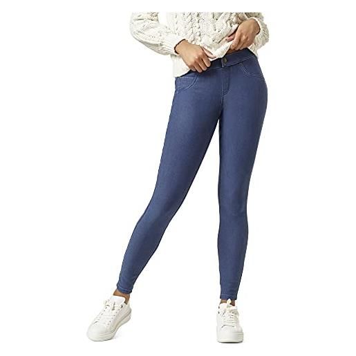 HUE ultra soft fleece lined denim leggings calzetteria, medium wash, l donna