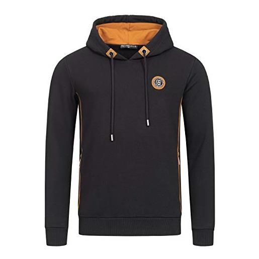 RED BRIDGE felpa con cappuccio da uomo maglia in cotone design contrast line nero m