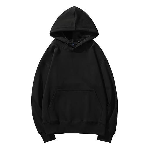 Jamron unisex uomo donna foderato velluto felpa con cappuccio in cotone casual pullover hoodie tinta unita bianco sn0708167 m