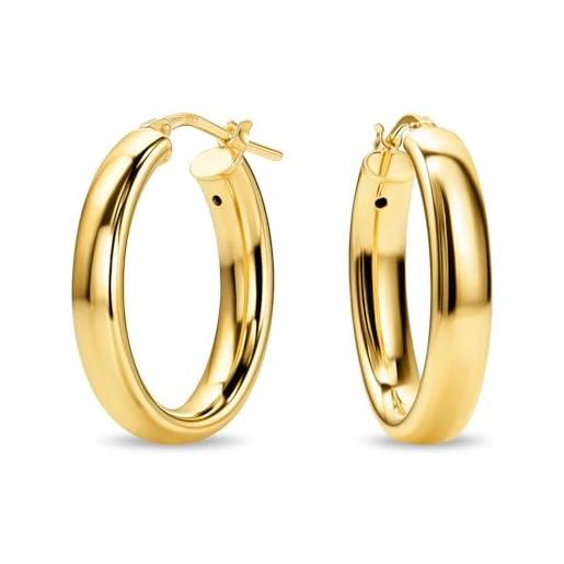 Orecchini Pendenti Placcati Oro – 2 Anelli Intrecciati A Forma Di Croce, Gioiello Donna, Altezza 40 Mm - 2
